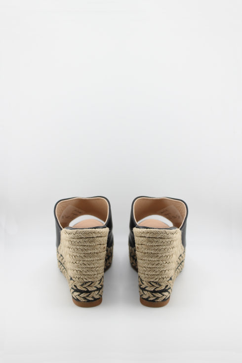 Gaimo Peep-Toe Espadrille Wedge Mule with Braided Detail